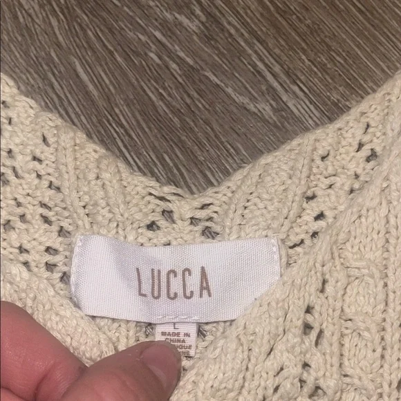 Luca loose knit sweater button up Cream Knit Women's Tank Top large - Picture 2 of 6